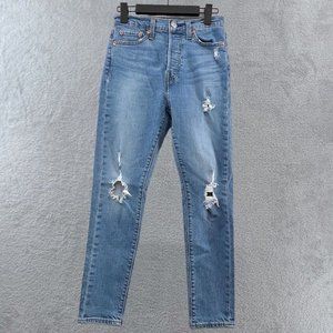 LEVIS Jeans Womens 26 Wedgie Skinny Button Fly High Rise Distressed‎ Denim